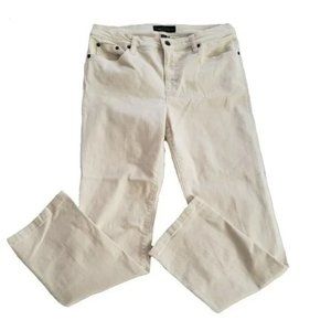 Lauren Ralph Lauren Women's Jeans Sz 10 Pockets Straight Leg Ivory Stretch 31x29